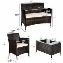Gymax 4PCS Patio Rattan Outdoor Furniture Set W Cushioned Chair Loveseat Table - asPic - View 5