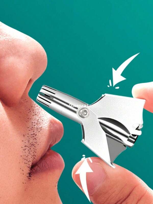 1pc Stainless Steel Manual Nose Hair Trimmer, Waterproof Mechanical Nose Hair Clipper Suitable For Men And Women