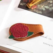 1 Pc Leather Bookmark, Classic Stitched Bookmark, Magnetic Bookmarks With Leather Rope, Page Markers Reading Non-Slip, Planner Accessories Supplies Rose & Coffee For Women, Men, Book Lovers, Readers, Teacher Appreciation Gifts, Birthday Presents,School Supplies,Back To School