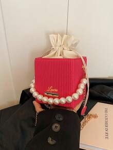 1pc Customized New Stylish And Elegant French Ladies Handbag, Drawstring Closure, Made Of Pu Material, Versatile Item, Versatile Style, Customized Personalized Name Or Holiday Message, Suitable For Women Shopping, Gatherings, Parties, Is The Perfect Gift For Mothers On Mother'S Day - Multicolor - View 17