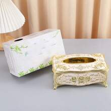 1 件新款创意欧式纸巾盒奢华欧式风格：金色雕花纸巾盒，适合卧室、厨房等场所使用 - 彩色 - 查看 7