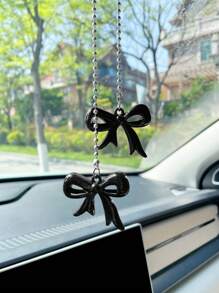 Cute Bow Tie Car Pendant, Decorative Rearview Mirror Hanging Ornament, Polka Dot Bow Tie Car Accessory (Polka Dot Bow Tie Is Single-Sided)
