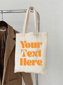 Personalized Canvas Tote Bag With Custom Text, Reusable Shopping Bag, Ideal For Gifts And Party Favors, All-Purpose, Large Capacity, Versatile, Multifunction, Colorful, Cute, Adorable, Contracted, Funny, Kawaii, Y2K, Minimalist, Commuting, Business Casual, Basics, Custom, Personalized, Unique, Customized, Her, Family, Friends, Girlfriend, For Anniversaries, For Birthdays, For Holiday/ Vacation, For Outdoors/Outings/Travel/Hiking/Stadium/Sports/Climbing, For Business/Commute/Work/Office, Customized Women Bags - Multicolor - View 11