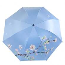 1pc Apricot Blossom Folding Sunshade Umbrella, UV Protection Sun Umbrella For Women And Students Summer Cooling,Beach,Travel