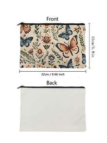 2/1pc 2025 NEW Butterfly Embroidery Linen Handbag,Khaki Colored Bag, Linen Button Decoration Handbag, Simple Large Capacity Handbag, Portable Casual Storage Handbag, Multi-Functional Shopping Bag, New Design, Large Capacity, Shopping Ideal, Shoulder Bag, Handbag, Lunch Bag, Lunch Box, Messenger Bag, Suitable For Women, Mother's Day Gift, Daily Use, Dating, Birthday, Holiday, Back To School, Summer, Vacation, Beach, Travel - Beige - View 8