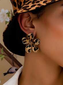 1 Paar plüschige Leoparden-Blumen Ohrringe, modisches, zierliches, einzigartiges Design, personalisierbar, vielseitig für täglichen Gebrauch und Tragen, Herbst/Winter