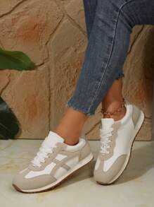 Zapatos planos casuales para mujer, zapatillas de deporte versátiles y transpirables para ocio y moda, con puntera redonda y suela baja, zapatos deportivos para señoras