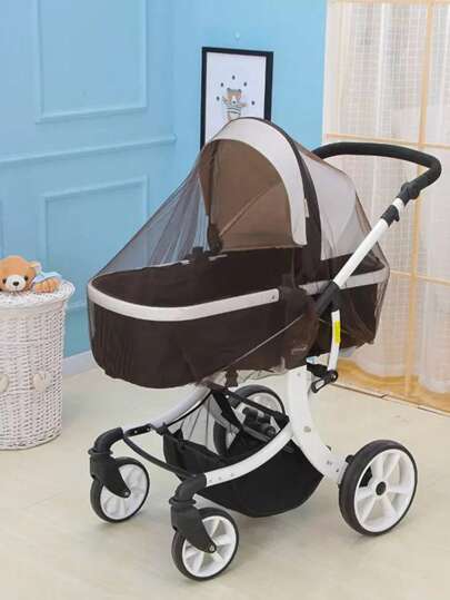 1pc Universal Baby Bassinet Mosquito Net, Breathable Mesh Canopy For Cradle, Stroller, Crib, Convenient Carry Bag, White, Spring/Summer