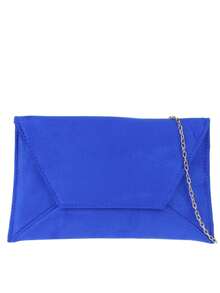 Girly Handbags Plain Suede Clutch Bag - Royal Blue - View 2