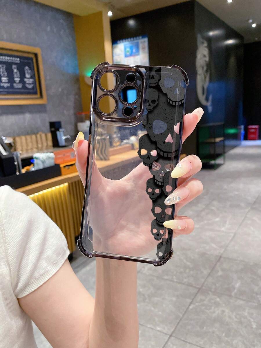 1 Stück Halbschädel stoßfeste, galvanisierte Kamera-Schutzhandy-Hülle kompatibel mit Apple/ Galaxy/Infinix/Redmi/OPPO/VIVO/Realme, wasserdicht, kratzfest, internationale Version, nicht die Inlandsversion - Schwarz - Übersicht 1
