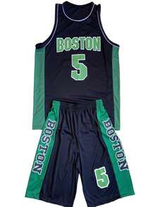 Men's Adult Sports Set T-Shirt With Basketball Shorts - Black - View 1