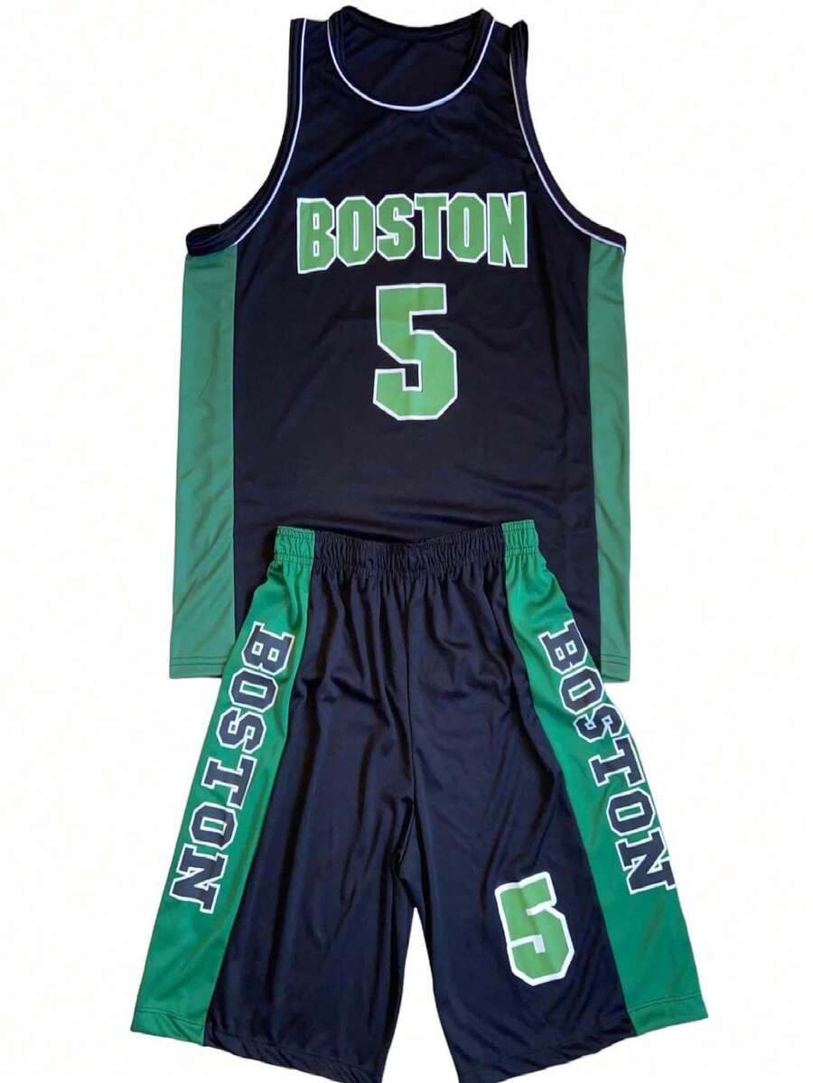 Men's Adult Sports Set T-Shirt With Basketball Shorts - Black - View 1