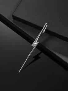 1pc Stainless Steel Cross & Snake/Dragon Single Ear Cuff, Unique Design For Men - Lightning - View 1