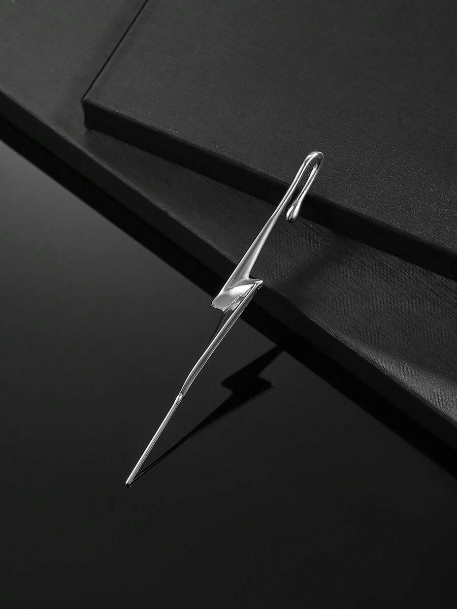 1pc Stainless Steel Cross & Snake/Dragon Single Ear Cuff, Unique Design For Men - Lightning - View 1