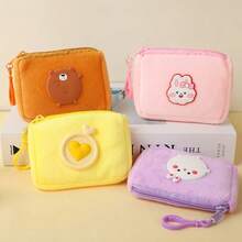 4pcs Cute Plush Coin Pouch, Key Pouch, Earphone Case - Multicolor - View 1