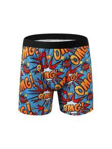 10 Random Pcs Of Men's Multi-Element Long Boxer Briefs, With A Variety Of Game Consoles, Graffiti And Snack Food Prints To Choose From, Fashionable And Colorful Sets,  Comfortable, Not Easy To Deform, A Unique Gift For Him
