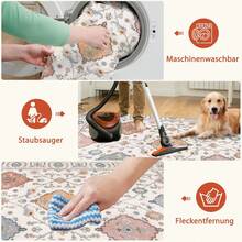 140x200cm Short Pile Non-Slip Rug With 4 Anti-Slip Stickers, Rubber Backing, Machine Washable & Easy Care, Soft Skin-Friendly Carpet For Living Room, Bedroom, Dining Room, Office