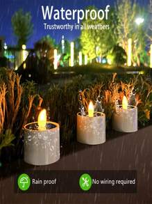 Solar Powered Candle Outdoor Waterproof, 6 LED Flameless Solar Tea Light Candles With Dusk To Dawn Sensors, Suitable For Window Exterior Lantern Porch Garden Courtyard Decoration