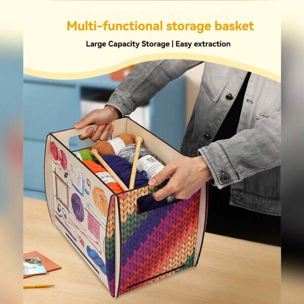 Nuevo y mejorado, original, engrosado y reforzado para mayor estabilidad, bol de madera multifuncional para el hilado, organizador multifuncional de ovillos de lana, bol multifuncional para el hilado, bolsa de tejer organizadora de ovillos, regalo para ganchilladores (solo caja)