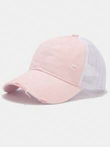 1 pieza Gorra de béisbol sólida, lavada y perforada, accesorio transpirable de protección solar para primavera/verano - Multicolor - Ver 18