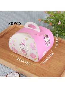 Sanrio 3pcs/5pcs/10pcs /20pcs SANRIO Hello Kitty Pink Paper Gift Boxes With "Hello Kitty" & Floral Design - Ideal For Candy, Cakes, & Party Favors At Birthdays, Festivals, & Celebrations, Hello Kitty Gifts
