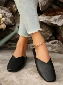 Women's Solid Color Bohemian Elegant Fashion Asymmetric/Asymmetrical Flat Leather Loafers, Sandals For Home Wear, All Season