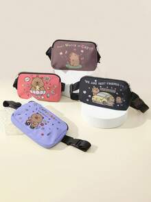 1pc Cartoon Cute Capybara Pattern Waist Bag Chest Bag, Multi-Function Lightweight Simple Waist Bag, Suitable For Girls/Boys Outdoor, Hiking, Travel And School, Creative Gift For Friends, Girl Birthday, Christmas, Graduation, Very Suitable For Students And Friends - Multicolor - View 1