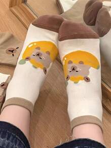 5 Pares de Meias Fofas e Caricatas 3D para Mulheres, Meias Leves de Tornozelo Estilo Cartoon Japonês para Verão