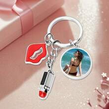1pc Personalized Heart-Shaped Photo Keychain For Women, Can Be Given As Christmas Gift To Friends, Classmates And Colleagues