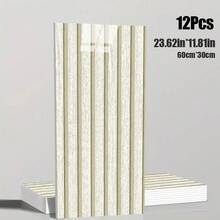 12/24 件 3D 木纹墙板 - 防水，易撕易贴，适用于家庭和商店室内装饰房间装饰家居装饰壁纸墙纸浴室厨房墙贴墙面装饰墙贴 - 彩色 - 查看 10