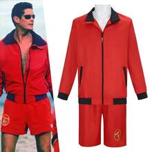 European And American Film Baywatch Character Red Swimsuit Jacket Shorts Set Beach Cosplay Outfit - Red - View 7
