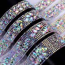 Motivo de cristal con strass AB que se fija con calor de 90cm (35.43 pulgadas) - Cinta de piedras de cristal brillante para planchar en prendas, bolsos, vestidos de novia, decoración del hogar y manualidades DIY - Ancho de 1.6/1.7/2.3/2.5cm (0.63/0.669/0.906/0.984 pulgadas)