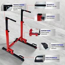 Dip Stand 500 LBS Capacity 80 Levels Adjustable Dip Bars Dip Station Hine For Home Gym - Red&Black - View 3