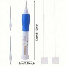 1 Set Embroidery Starter Kit, Includes Magic Pen, 50 Colorful Threads, Needles And Thread - DIY Punch Needle Craft Set With Floral Designs, Suitable For Beginners (Accessory Colors Randomly Assorted)