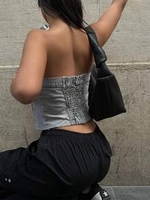 SQUALO Women's White Bustier - Elegant And Minimal Style - Grey - View 3
