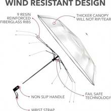 Paraguas transparente claro con apertura y cierre automático - Paraguas plegable de 3 pliegues resistente al viento, liviano y portátil, diseño de lluvia unisex para uso diario (mango de secado rápido) para refrescarse en verano, playa, viajes