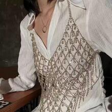 Fashionable Sexy Hollow Tassel Body Chain Crop Top, Shiny Body Chain Top Suitable For Women For Daily Wear Or Party - Body Chain - View 1