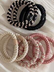 5/1 pezzo/Set Elastici per capelli a maglia intrecciata, elastici per capelli a maglia intrecciata di colore solido versatili e morbidi, fermacode per coda di cavallo durevole, accessori per capelli da donna, adatti per uso quotidiano, feste, lavoro, viaggi, bagno, regalo ideale per famiglia e amici Elastici per capelli, Fermacode per coda di cavallo, Elastici per capelli, Fasce per capelli in gomma, Scrunchies, Corda per capelli, Elastico per capelli