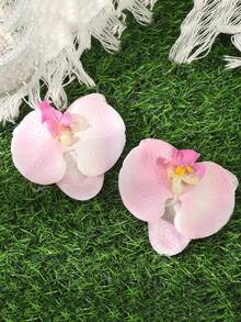 2 Stück Haar-Clips mit imitierten Lilien und Orchideen, süße dekorative Accessoires als Strandurlaubszubehör für Damen, Haarklammern, Haarspangen