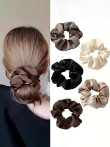 10pcs Set Retro Satin-Like Scrunchies, Soft Fabric, Elegant Simple Design, No Hair Damage, Suitable For Daily Use, Sports, Travel And Hairstyling (Option: 1/3/5/10PCS)Bathroom Decor Fall Decor Back To School Hair Accessories