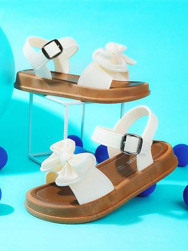 1 Pair Kid's Sports Sandals, New Summer Non-Slip Soft Bottom Girls Middle & Large Children, Toddler Bowknot Beach Shoes