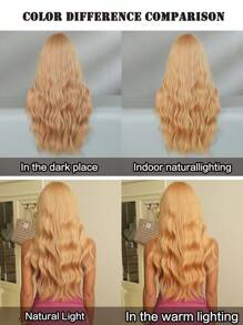 NICKY WALL 28 Inch Beige Blonde Long Curly Synthetic Wig For Women Natural Looking Soft Heat Resistant Wigs Girls Wavy Wigs For Daily Party Cosplay Use