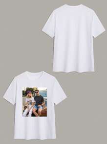 Customized Men's T-Shirt, Personalized Graphic Design, Upload Your Photo/Couple Photo/Family/Pet/Best Friend, Birthday/Anniversary/Father's Day/Valentine's Day/Holiday Custom Photo, Crew Neck T-Shirt For Men, Summer Casual Round Neck Short Sleeve Tee, Holiday Gift, Anniversary Gift, Company Team Building Uniform, Music Festival, Gift For Him