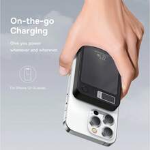 1 Stück schwarze Powerbank, 10000 mAh Powerbank, magnetische Powerbank Mini PD 22,5 W Schnellladung mit LED-Anzeige, Akkupack kompatibel mit magnetischem - Schwarz - Übersicht 3