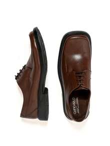 Zapatos de vestir para hombre formales, elegantes y cómodos con amarre con cordones y elegante punta cuadrada, ideales para diversas ocasiones, desde reuniones de trabajo formales hasta salidas sociales o eventos formales, que le dan un toque de sofisticación  y elegancia dentro del calzado masculino. - Marrón Mocha - Ver 2