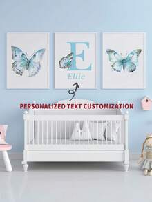 3pcs Customized Name Art Poster, Personalized Name Butterfly Wall Painting, Romantic Floral Print, Beautiful Hanging Painting, Pink Flower Wall Art, Decor For Girl's Room, Birthday Gift, Frameless Gift, Graduation Gift, Multifunctional, High Quality, Colorful, Modern, Customizable, Personalized, Unique, Ideal Gift For Her, Anniversary, Valentine's Day, Mother's Day, Birthday, Father's Day, Graduation, Wedding, Housewarming, Home Decor, Customized Wall Art,Home Decor Living Room - Brown - View 8