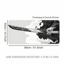 超大武士刀橡胶防滑鼠标垫，可水洗游戏桌垫，大尺寸键盘垫，礼品鼠标垫，桌面保护垫，学习垫，多种尺寸可选，笔记本电脑垫，返校季游戏鼠标垫，办公桌配件，办公用品，办公桌配件，鼠标垫，桌面鼠标垫 - 武士刀 - 查看 16