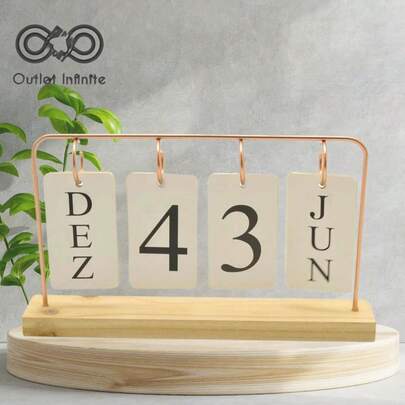 Calendário de Mesa Permanente Decorativo com Plaquinhas Casa Escritório