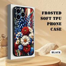 Suitable For IPhone 16 15 14 13 12 11 Pro Max Exquisite Floral Flag Design Pattern Mobile Phone Case, Beautiful, Give Boyfriend And Girlfriend Gifts. - 黑色 - 查看 2