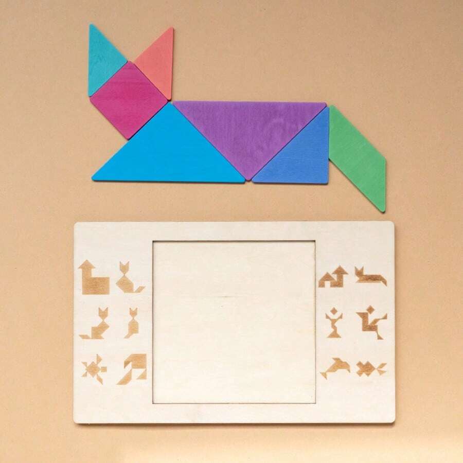 Trò chơi xếp hình Tangram bằng gỗ - Rèn luyện khả năng giải quyết vấn đề, nâng cao hiểu biết về toán học và hình học, đồ chơi giáo dục hoàn hảo cho trẻ em, món quà lý tưởng cho Halloween, Giáng sinh và Lễ Tạ ơn. - màu sắc - Xem 1